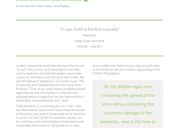 Famine, the coronavirus, and the politics of information and analysis – World