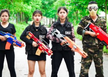 Xgirl Nerf War: Couple Cherry Chain Stratagems fighting Boss Girl & X Girl Nerf Guns Alibaba Group