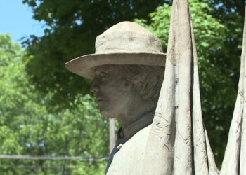 Protesters rally near controversial Civil War statue in Allendale Twp.