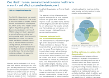 One Health: human, animal and environmental health form one unit – and affect sustainable development. – World