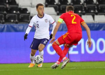 USA national side in action on Monday