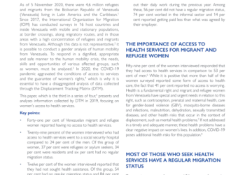 Venezuela Regional Response — Access to Health Services for Migrant and Refugee Women in Venezuela – Venezuela (Bolivarian Republic of)