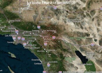 Small magnitude 3.4 quake hits 2 miles north of Beaumont, California, United States early afternoon / VolcanoDiscovery